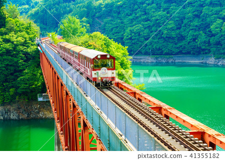 [Shizuoka] Okuoi Lake Station and train in early summer 41355182
