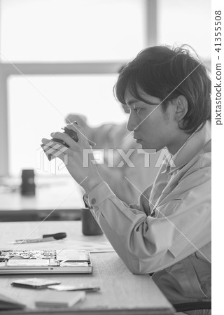 Portrait Male 20's 30's Japanese 2 salaried worker technician job precision instrument Portrait Male 20's 30's Japanese 2 salaried worker technician job precision instrument 41355508