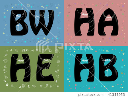 Retro Cards with Abbreviations and Pearl Collars 41355953