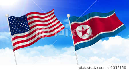 North Korea North American flag background North Korea North American flag background 41356138