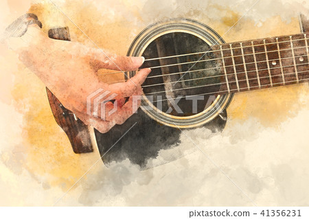 Guitar colorful on Watercolor painting background Guitar colorful on Watercolor painting background 41356231