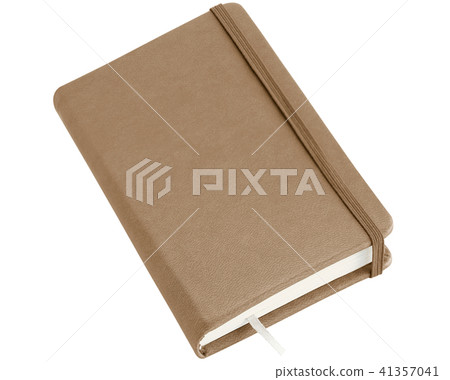 Brown leather notebook with elastic band closure 41357041