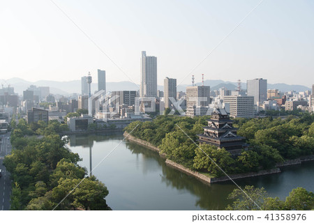 廣島城堡全景和廣島市的風景 41358976