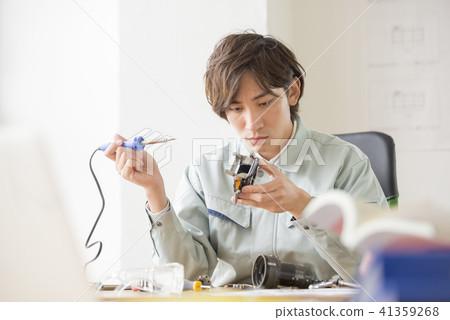 Portrait Male 20's 30's Japanese Salaryman Engineer Work Precision Equipment Portrait Male 20's 30's Japanese Salaryman Engineer Work Precision Equipment 41359268
