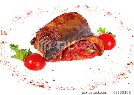 Stuffed fish with cherry tomatoes 41360306