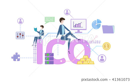 Initial Coin Offering, ICO. Concept table with keywords, letters and icons. Colored flat vector 41361073
