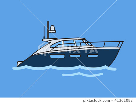 Speedboat, motor yacht in the sea. Flat vector illustration. Isolated on blue background. Speedboat, motor yacht in the sea. Flat vector illustration. Isolated on blue background. 41361092