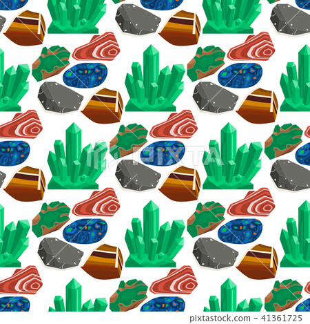 Semi precious gemstones vector stones and mineral stone seamless pattern background dice colorful 41361725