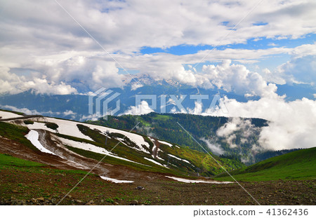 Panorama of Caucasian mountains from Rosa Khutor resort in Russia Panorama of Caucasian mountains from Rosa Khutor resort in Russia 41362436