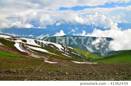 Panorama of Caucasian mountains from Rosa Khutor resort in Russia Panorama of Caucasian mountains from Rosa Khutor resort in Russia 41362439