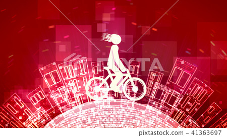 Cheery man rides an abstract bicycle Cheery man rides an abstract bicycle 41363697