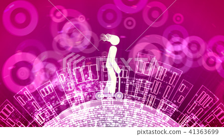 Brave guy propels an abstract kick scooter 41363699