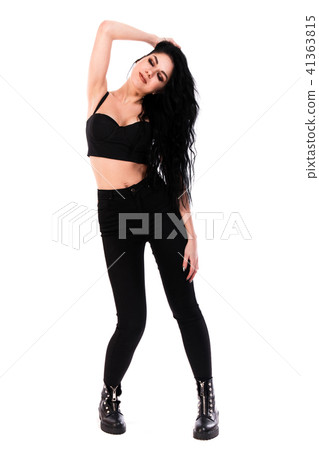 Pretty young woman in black clothes 41363815
