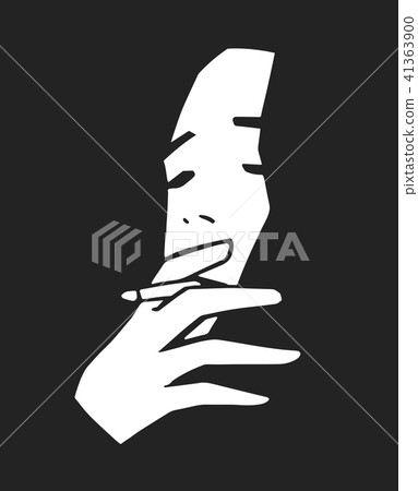 Portrait of young girl smoking in black and white Portrait of young girl smoking in black and white 41363900