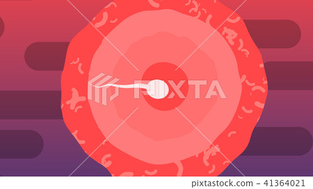 Cartoon of Spermatozoid and Big Egg Cell 41364021