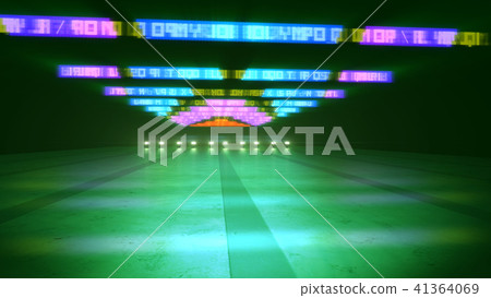 Yellow and Rosy Lines with Letters in Tunnel Yellow and Rosy Lines with Letters in Tunnel 41364069
