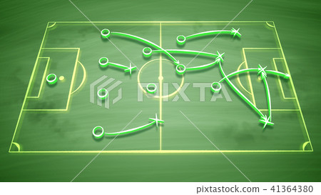 Soccer field tactics with signs and symbols 41364380