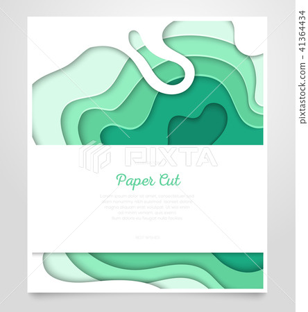 Abstract green layout - vector paper cut banner 41364434
