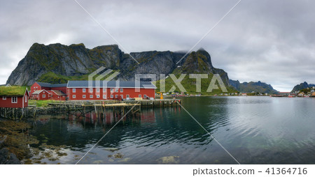Panorama of Reine fishing village on Lofoten islands in Norway Panorama of Reine fishing village on Lofoten islands in Norway 41364716