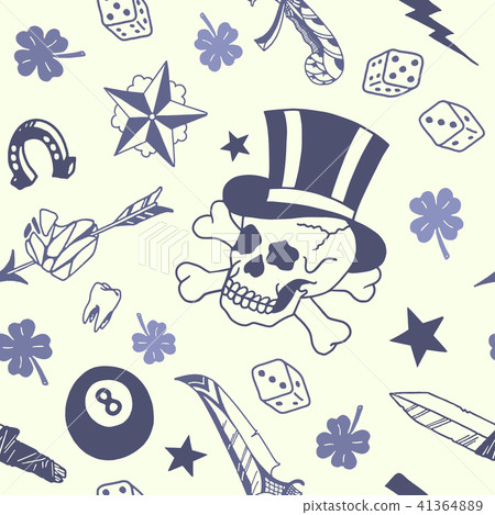Seamless pattern background old school tattoo Seamless pattern background old school tattoo 41364889