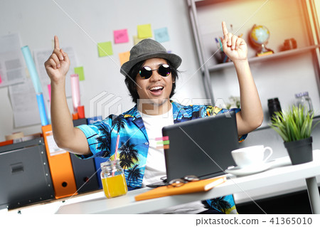 Excited Stylish Young Man Feels Satisfied Excited Stylish Young Man Feels Satisfied 41365010