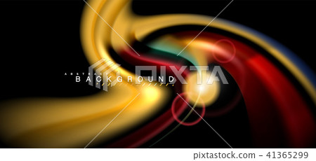 Color shiny light effects on black, liquid style multicolored wavy shape 41365299