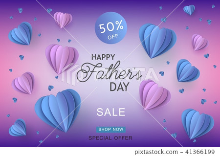 Vector happy father day sale papercut air balloon 41366199