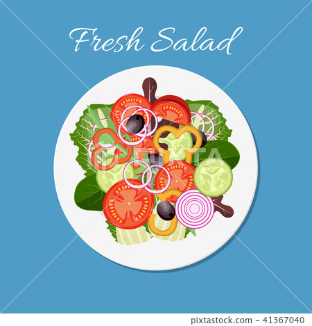 Fresh vegetable and green leaf salad dish 41367040