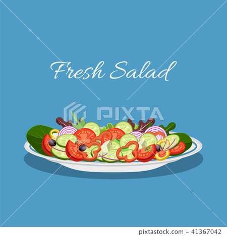 Fresh vegetable and green leaf salad dish 41367042