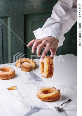 Puff pastry donuts cronuts 41367397