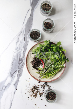 Variety of black peppers 41367404