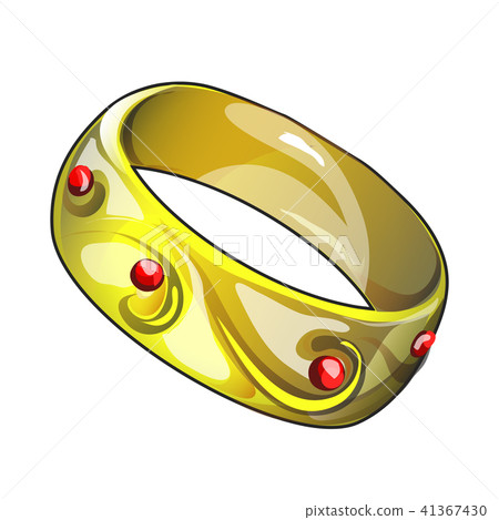 Golden ring isolated on white background. Vector cartoon close-up illustration. 41367430
