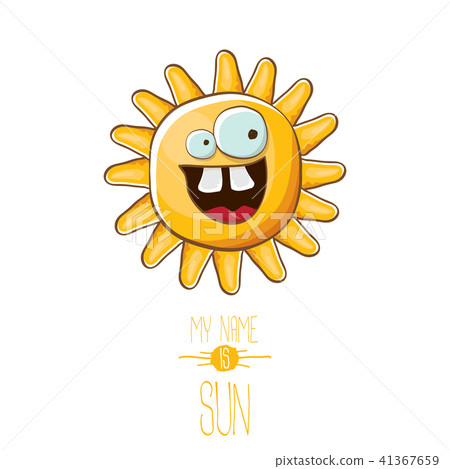 vector funky cartoon style summer sun character isolated on white background. My name is sun concept vector funky cartoon style summer sun character isolated on white background. My name is sun concept 41367659