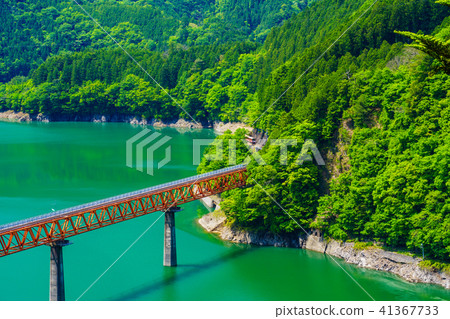 (Shizuoka Prefecture) Train heading for Oi Oi Lake Uen station on Oigawa Tetsudo Rainbow Bridge (Shizuoka Prefecture) Train heading for Oi Oi Lake Uen station on Oigawa Tetsudo Rainbow Bridge 41367733