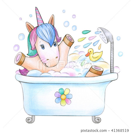 Bathing baby unicorn. 41368519