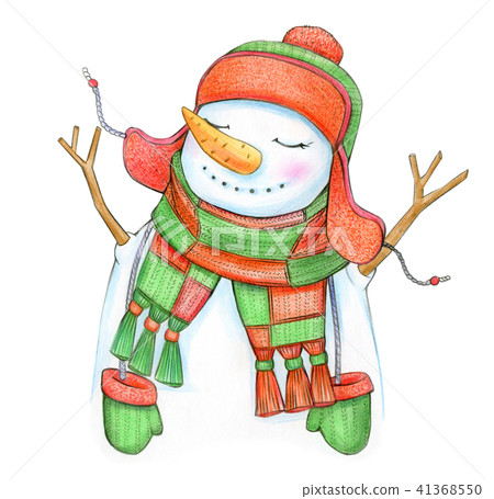Happy snowman cartoon. 41368550