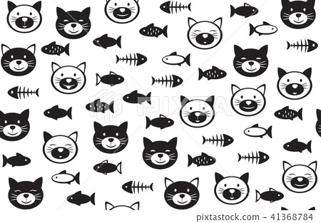 Vector  funny cats   and fishes seamless pattern. 41368784