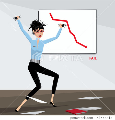 Angry business woman tears her hair out 41368818
