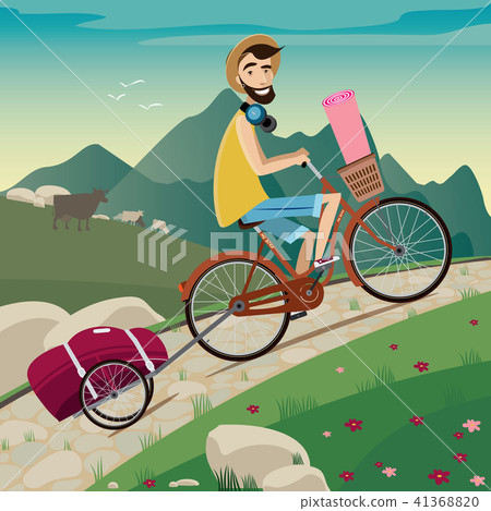 Backpacker in the cycling tour in the mountains 41368820