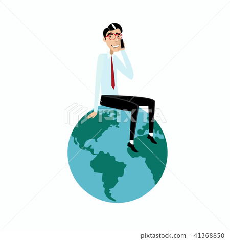Businessman sitting on globe Businessman sitting on globe 41368850