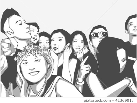 Friends cheering at live concert festival party Friends cheering at live concert festival party 41369013