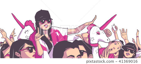 Party festival concert with unicorn mascot 41369016