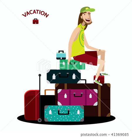 Tourist sitting on a luggage 41369085