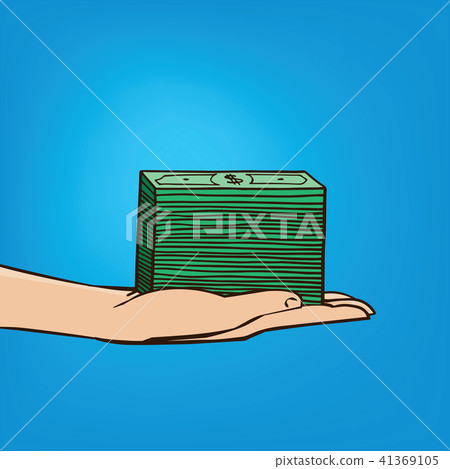 Outstretched hand with wad of cash 41369105
