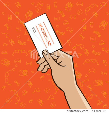 Outstretched hand with business card 41369106