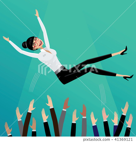 Subordinates toss up business woman Subordinates toss up business woman 41369121