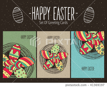Set of Easter greeting cards Set of Easter greeting cards 41369197