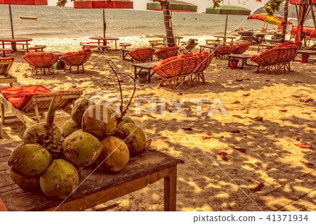 coconuts on the ochheuteal tourist beach. Cambodia 41371934