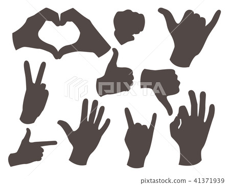 Hands deaf-mute different gestures black silhouette human arm people communication message vector Hands deaf-mute different gestures black silhouette human arm people communication message vector 41371939