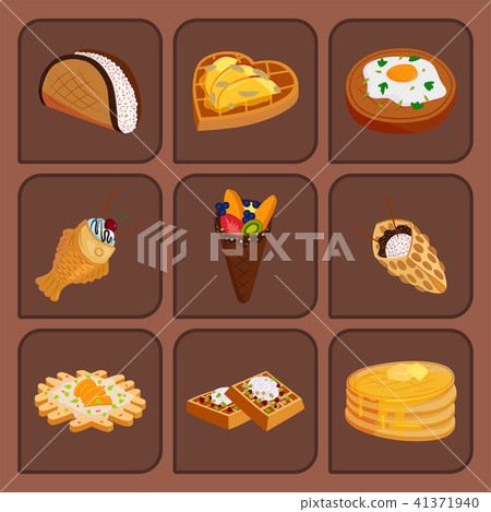 Different wafer cookies waffle cakes pastry cookie biscuit delicious snack cream dessert crispy Different wafer cookies waffle cakes pastry cookie biscuit delicious snack cream dessert crispy 41371940